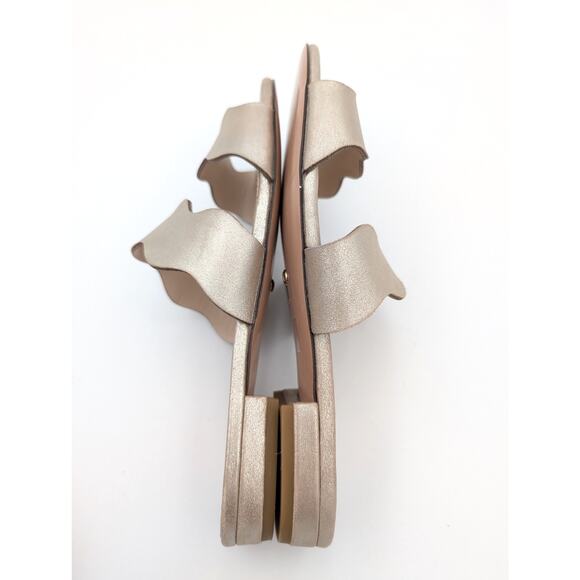 Pelle Moda Betia Scallop Slide Sandal Women's Platinum Gold Size US8.5M EU39 - Picture 10 of 11